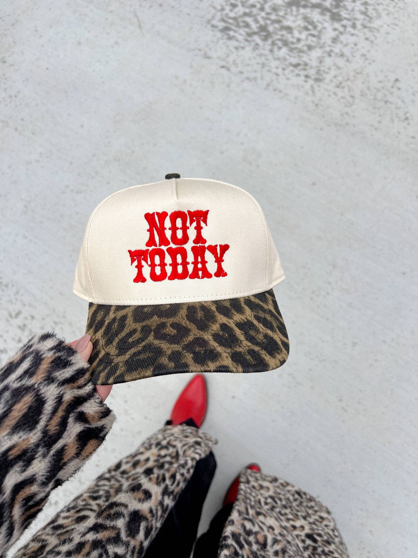 Not Today Leopard Embroidered Valentine's Day Hat