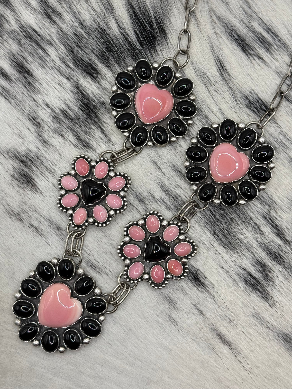 Pink Conch & Black Onyx Necklace