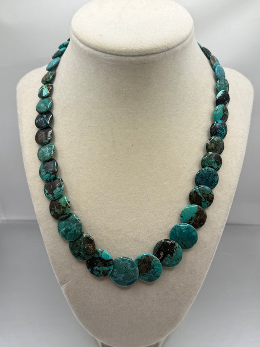 8-20mm Turquoise Coin Necklace