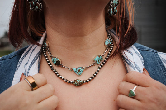 6 mm sterling pearls + Mine #8 Necklace