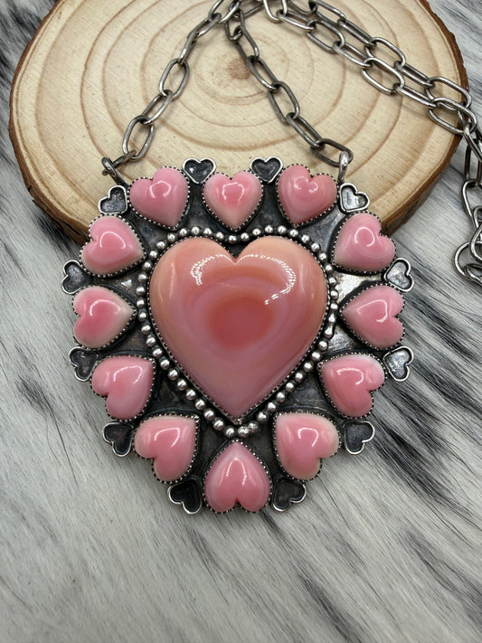 Pink Conch Cluster Necklace