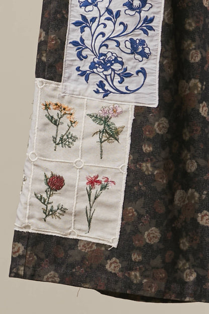 Floral Print Patchwork Wide-Leg Pants