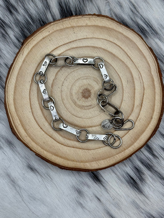 Heart stamped chunky bracelet