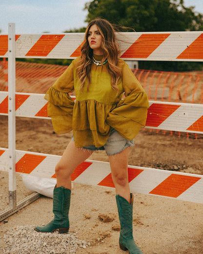 LILLIAN RUFFLE SHEER TOP