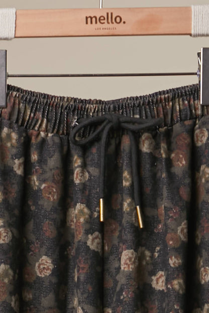 Floral Print Patchwork Wide-Leg Pants