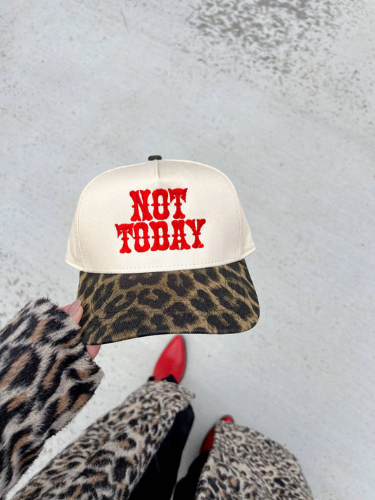 Not Today Leopard Embroidered Valentine's Day Hat